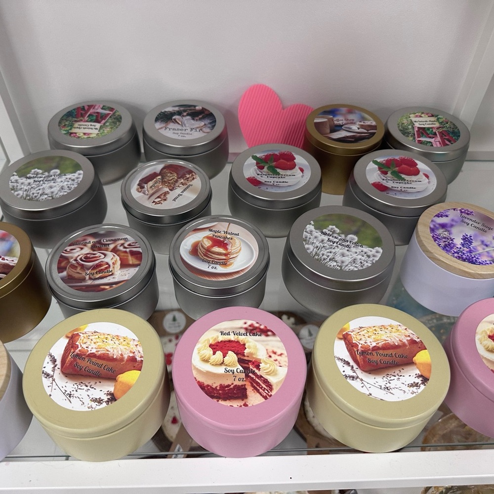 Assorted Scented Candle Tins - Silver, Gold, Pink
